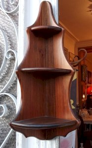 Ancienne Petite étagère Angle Bois 3 Niveaux meuble appoint Old Wooden shelf