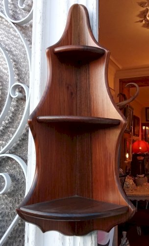 Ancienne Petite étagère Angle Bois 3 Niveaux meuble appoint Old Wooden shelf