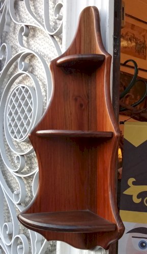 Ancienne Petite étagère Angle Bois 3 Niveaux meuble appoint Old Wooden shelf