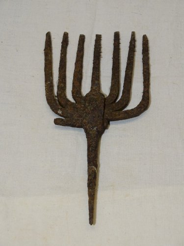 -  ANCIENNE PETITE FOUENE FOËNE  FER FORGE HAUTE EPOQUE OUTIL PECHE A PIED    D