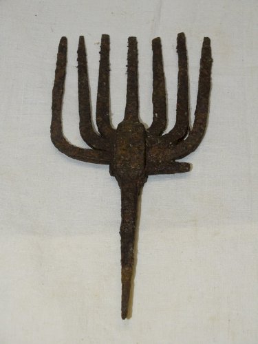 -  ANCIENNE PETITE FOUENE FOËNE  FER FORGE HAUTE EPOQUE OUTIL PECHE A PIED    D
