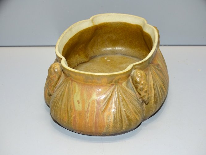 -ANCIENNE PETITE JARDINIERE ART NOUVEAU GRES signée DENBAC VITRINE VIDE POCHE  D