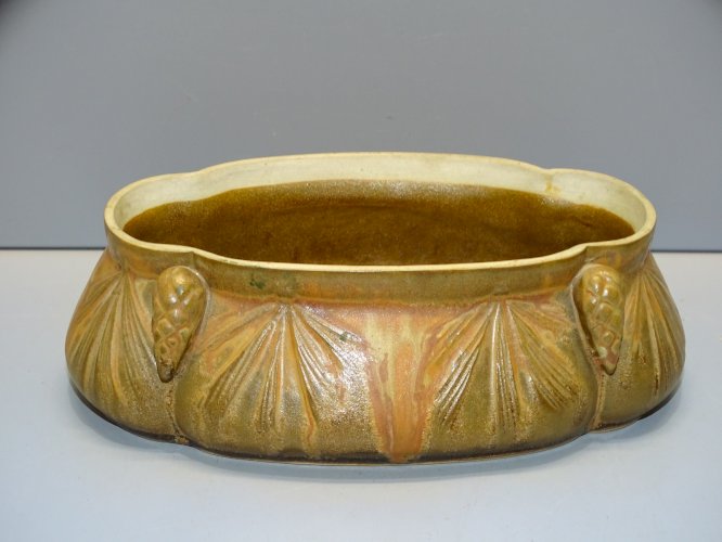 -ANCIENNE PETITE JARDINIERE ART NOUVEAU GRES signée DENBAC VITRINE VIDE POCHE  D