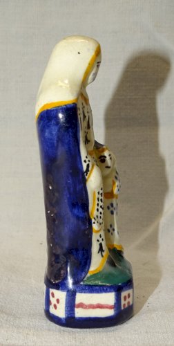 -ANCIENNE PETITE STATUE SAINTE ANNE CERAMIQUE H.B. QUIMPER COLLECTION VITRINE  D
