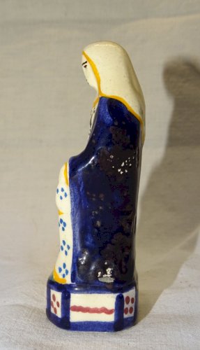 -ANCIENNE PETITE STATUE SAINTE ANNE CERAMIQUE H.B. QUIMPER COLLECTION VITRINE  D