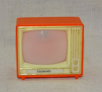 -ANCIENNE PETITE TELE PLASTIQUE ORANGE VINTAGE PLASTISKOP IMAGES de CAUTERETS