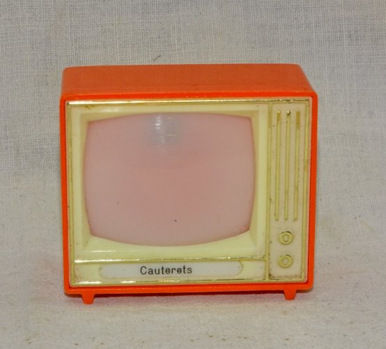 -ANCIENNE PETITE TELE PLASTIQUE ORANGE VINTAGE PLASTISKOP IMAGES de CAUTERETS