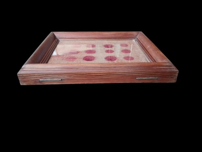 Ancienne Petite Vitrine en Bois de Présentation à Poser accrocher