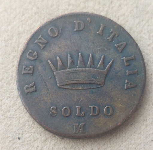 Ancienne pièce de monnaie, 1 Soldo, Napoléon 1809 M, Italie ^