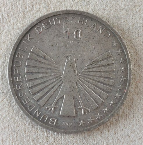 Ancienne pièce de monnaie, 10 Euros, Traité de Rome, 2007 Allemagne, argent ^