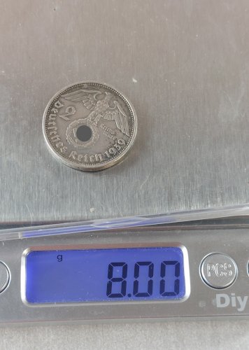 Ancienne pièce de monnaie, 2 Reichsmark, von Hindenburg, 1939 Allemagne, argent ^