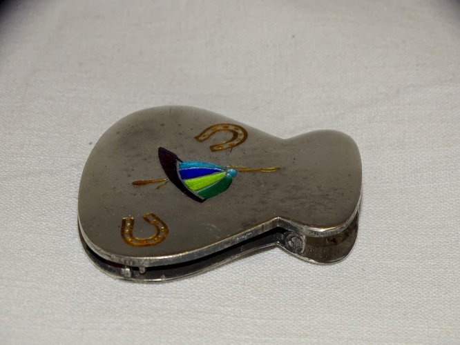 -ANCIENNE PINCE A BILLET ARGENT 925 poinç. Charançon Casquette JOCKEY émaillée D