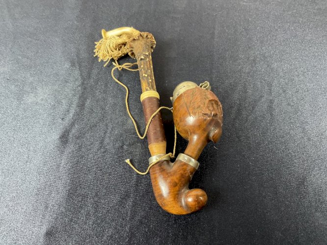 ancienne Pipe Sculptée en Bois bruyère Chasse Art Populaire cerf …