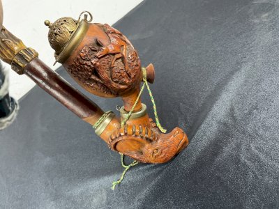 old Carved Briar Pipe Lorenz Hunting Folk Art deer …