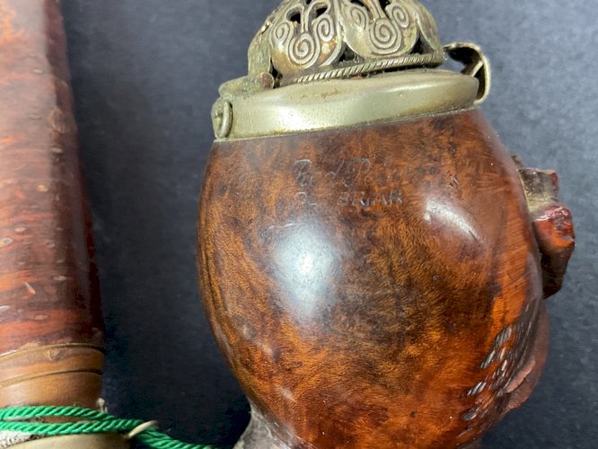 ancienne Pipe Sculptée en Bois red point briard Chasse Art Populaire cerf …