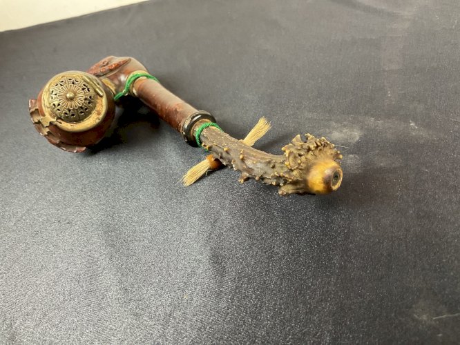 ancienne Pipe Sculptée en Bois red point briard Chasse Art Populaire cerf …