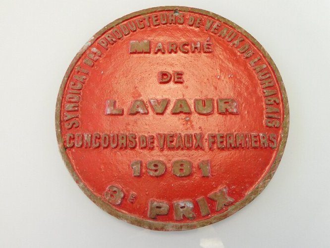 ANCIENNE PLAQUE CONCOURS DE VEAUX FERMIERS 1981 3ème PRIX MARCHE DE LAVAUR