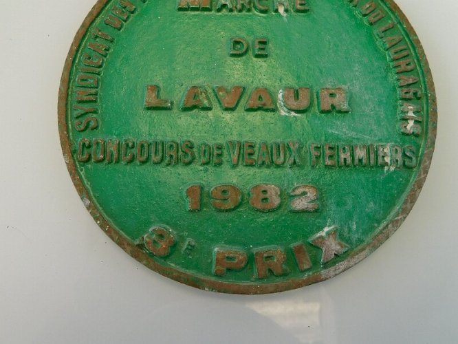 ANCIENNE PLAQUE CONCOURS DE VEAUX FERMIERS 1982 3ème PRIX MARCHE DE LAVAUR