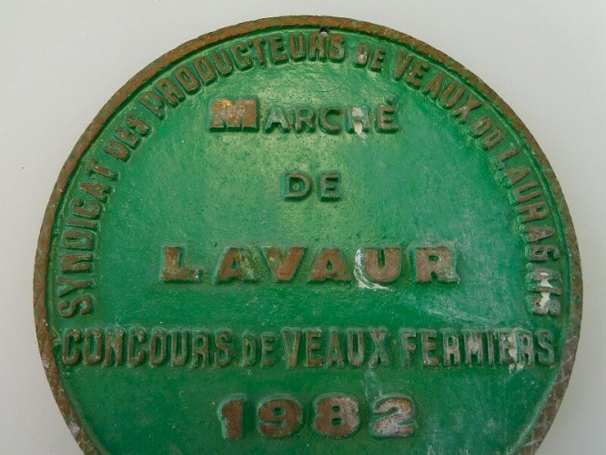 ANCIENNE PLAQUE CONCOURS DE VEAUX FERMIERS 1982 3ème PRIX MARCHE DE LAVAUR