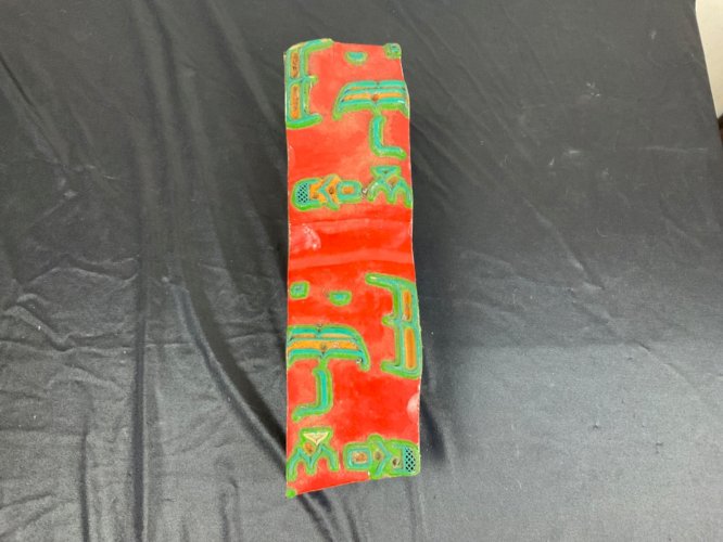 Ancienne plaque d'impression matrice imprimerie en bois sculpté tampon Asie