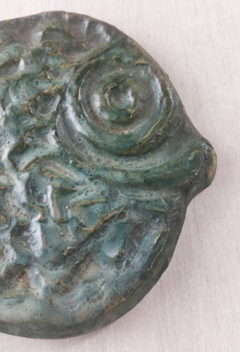 Ancienne plaque en céramique, décor poisson, Argonautes, de Vallauris