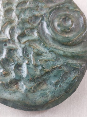 Ancienne plaque en céramique, décor poisson, Argonautes, de Vallauris