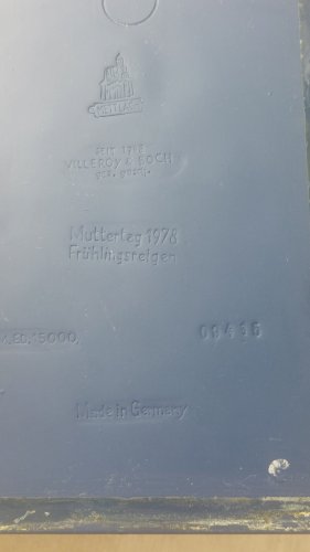 Ancienne plaque murale, en porcelaine, Muttertag 1978, Villeroy & Boch