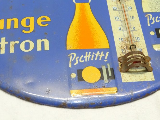 -ANCIENNE PLAQUE PUBLICITAIRE TÔLE LITHOGRAPHIEE PUB PSCHITT CITRON ORANGE     D