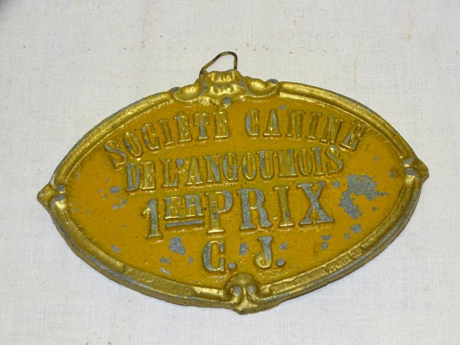 -ANCIENNE PLAQUE SOCIETE CANINE de L'ANGOUMOIS 1er PRIX CJ  COLLECTION   D