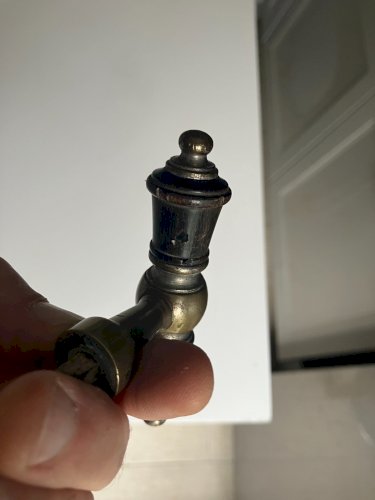 ancienne poignee de cremone bois et laiton