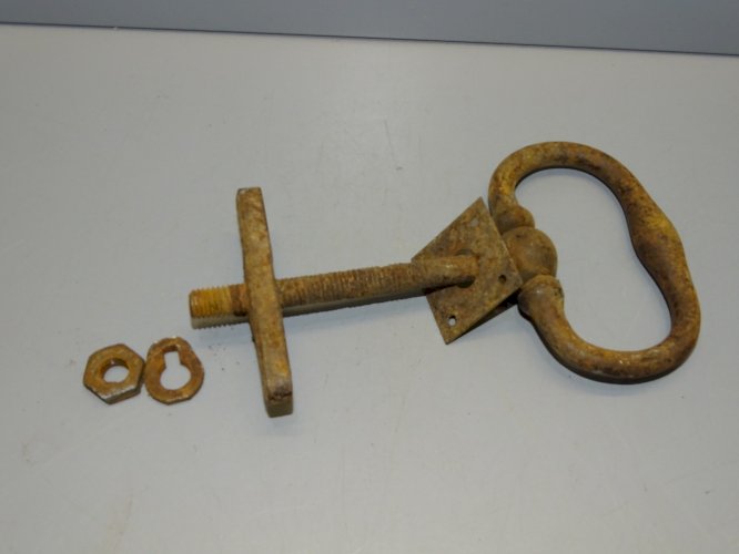 -ANCIENNE POIGNEE de PORTE D'ENTREE FIXE FER FORGE DECO PORTE COLLECTION    D