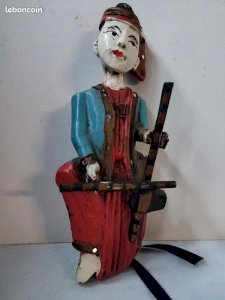 antique wooden Burmese musician doll in good condition