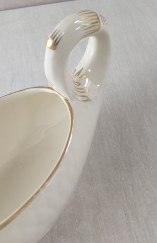 Ancienne saucière décor poisson, en céramique de Sarreguemines