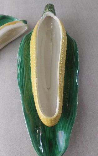 Ancienne saucière forme épis de mais en céramique / Majolique de Sarreguemines