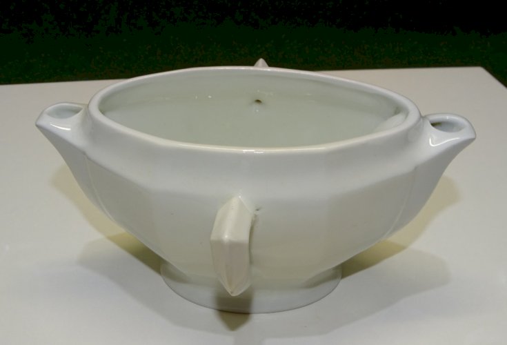-ANCIENNE SAUCIERE GRAS MAIGRE PORCELAINE BLANCHE LIMOGES DECO TABLE   D