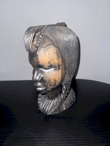Ancienne Sculpture Africaine Prestige – Ébène Massif Bicolore