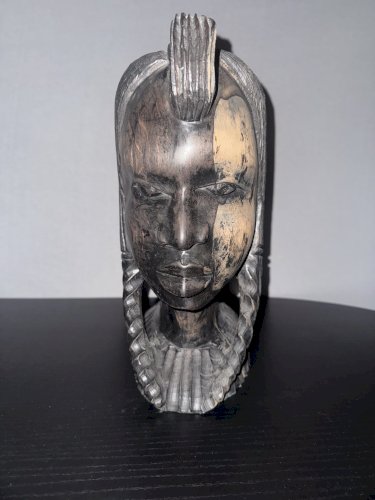 Ancienne Sculpture Africaine Prestige – Ébène Massif Bicolore