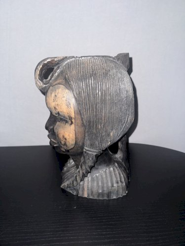 Ancienne Sculpture Africaine Prestige – Ébène Massif Bicolore