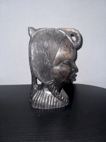 Ancienne Sculpture Africaine Prestige – Ébène Massif Bicolore