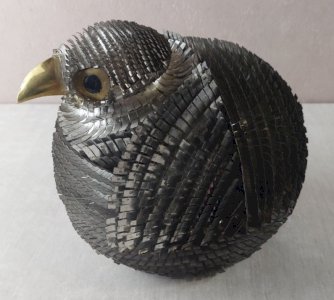 Ancienne sculpture, oiseau en métal, Alexander Blazquez, Mexique