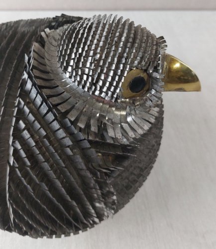 Ancienne sculpture, oiseau en métal, Alexander Blazquez, Mexique