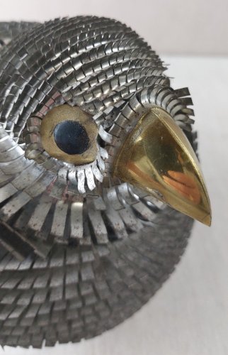 Ancienne sculpture, oiseau en métal, Alexander Blazquez, Mexique