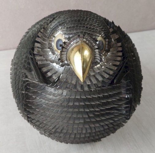 Ancienne sculpture, oiseau en métal, Alexander Blazquez, Mexique