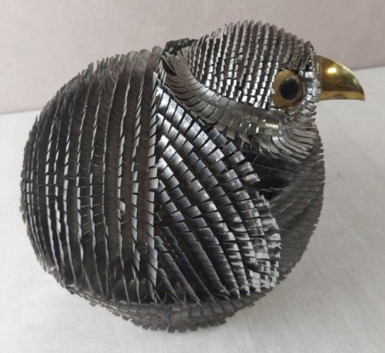 Ancienne sculpture, oiseau en métal, Alexander Blazquez, Mexique