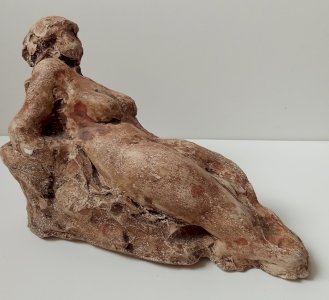 Old Sculpture Statue Naked Woman Lying Plaster Art 20th Century