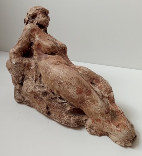 Ancienne Sculpture Statue Femme Nue Allongée Plâtre Art 20 Ème Siècle