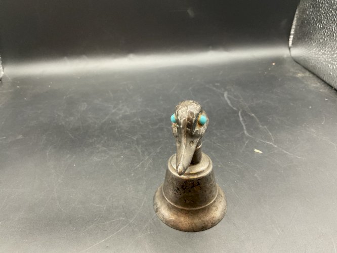 ANCIENNE SONNETTE DE TABLE CLOCHE TÊTE DE CANARD