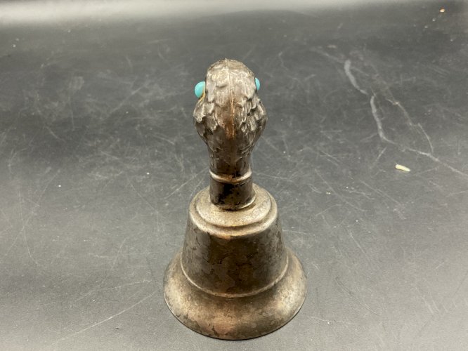 ANCIENNE SONNETTE DE TABLE CLOCHE TÊTE DE CANARD