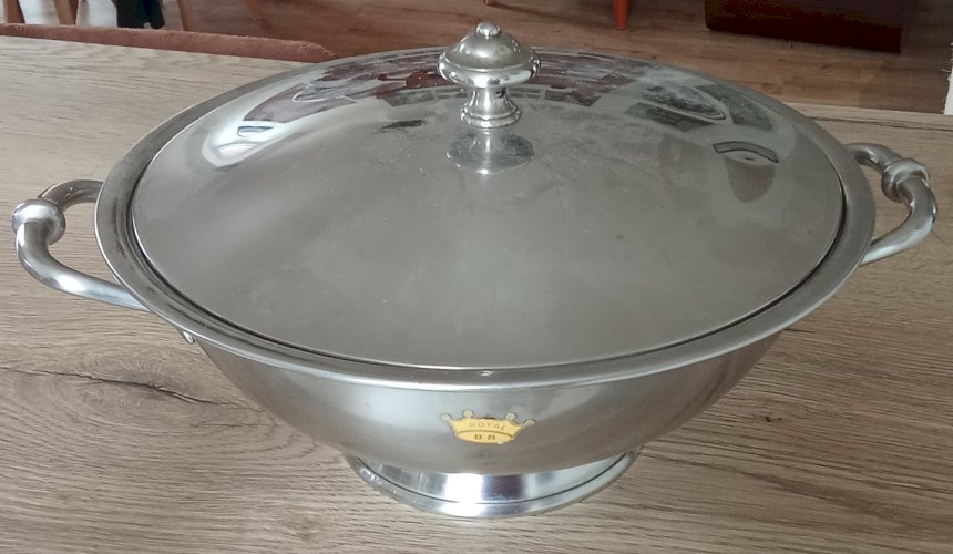 Ancienne soupière légumier  Métal Royal BB France Art De La Table Ancien