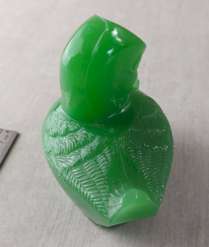 Ancienne statue, canard, en pierre / verre vert, vintage